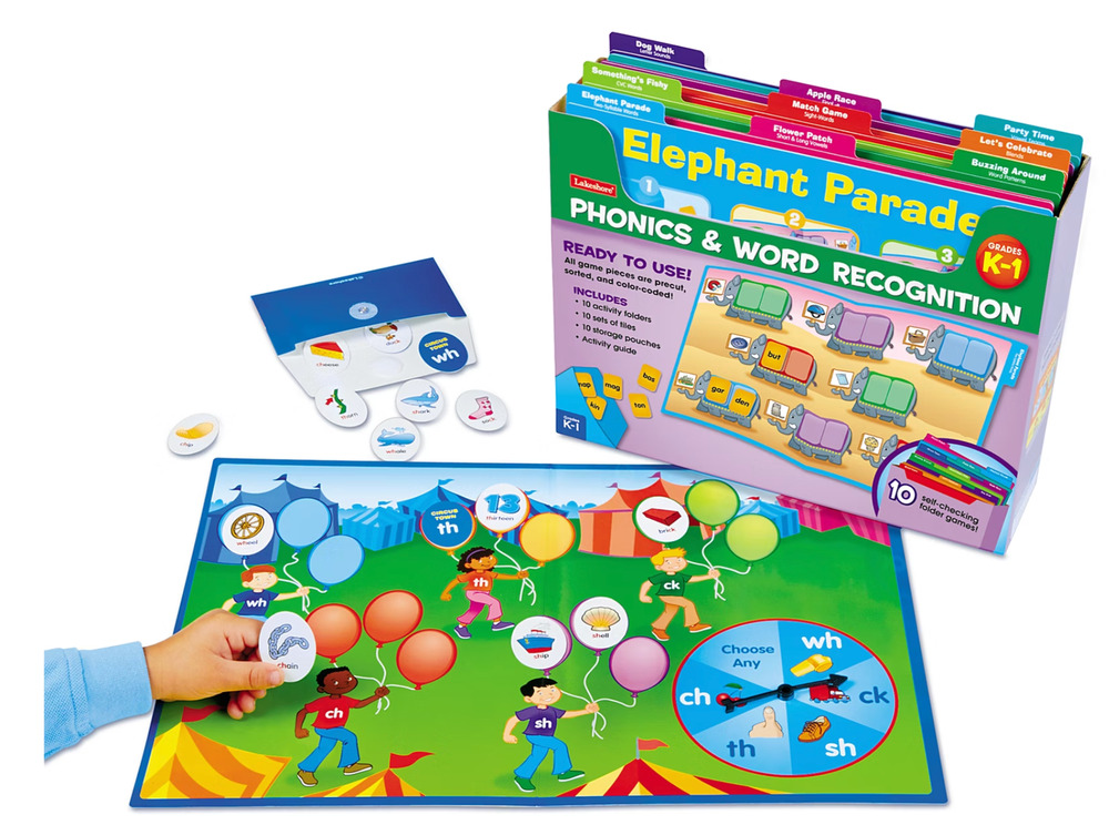 Lakeshore PHONICS/WORD RECOGNITION FOLDER GAME LIBRARY K-1 Homeschool/Speech NEW